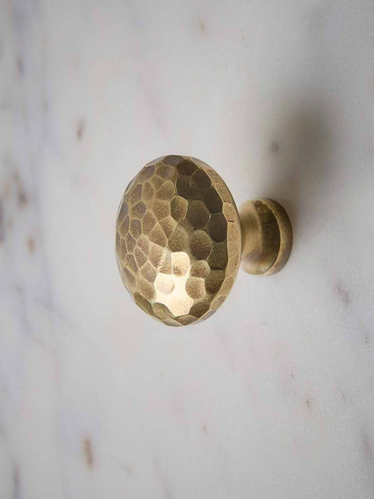 Hammered Knob - Aged Brass