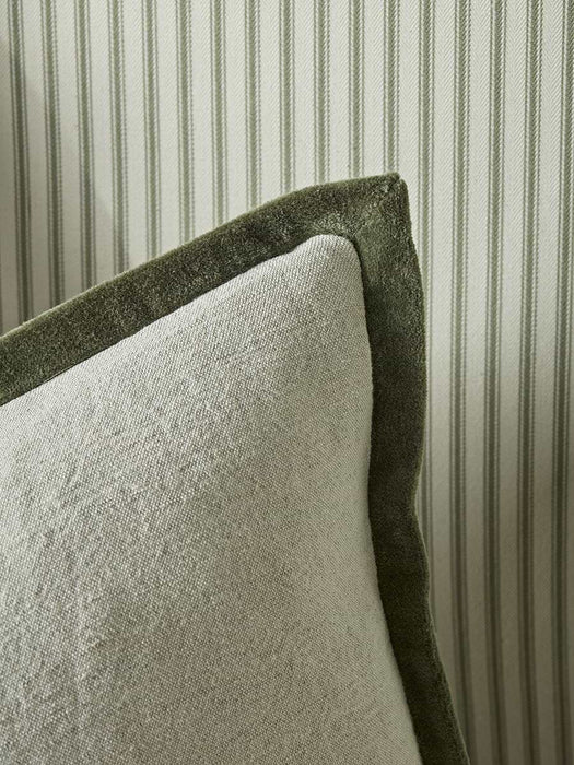 Velvet & Cotton Linen Rectangular Cushion Cover - Moss Green