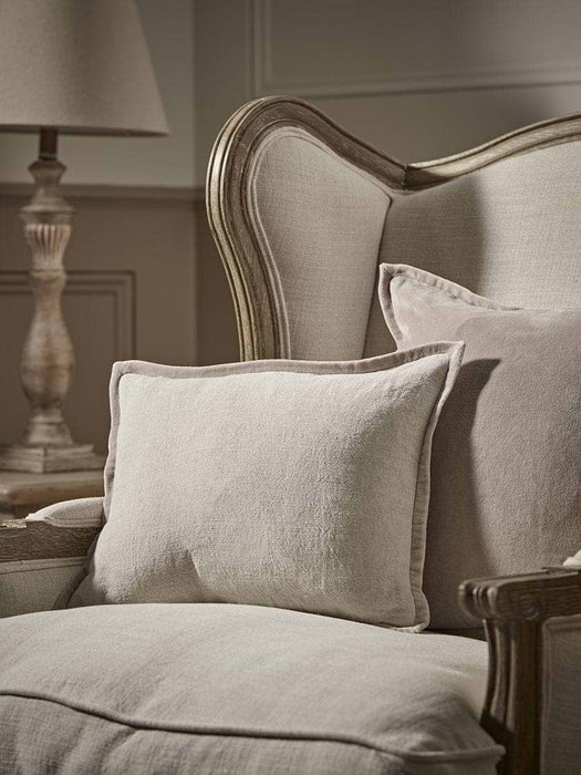 Velvet & Cotton Linen Rectangular Cushion Cover - Putty