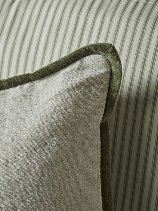 Velvet & Cotton Linen Square Cushion Cover - Moss Green