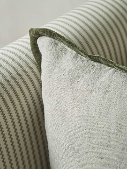 Velvet & Cotton Linen Square Cushion Cover - Moss Green