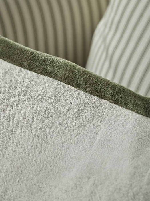 Velvet & Cotton Linen Square Cushion Cover - Moss Green