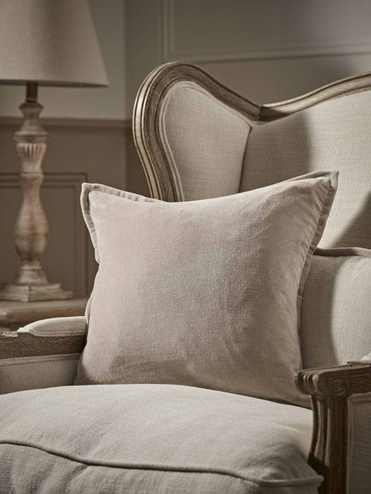 Velvet & Cotton Linen Square Cushion Cover - Putty