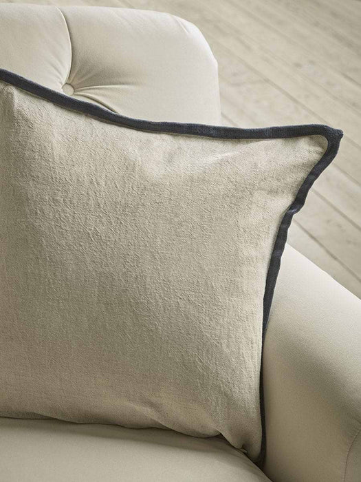 Velvet & Cotton Linen Square Cushion Cover - Steel Blue