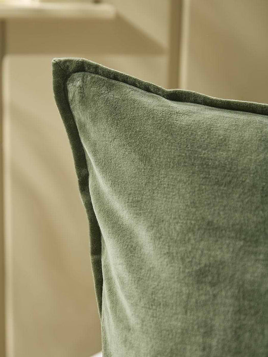 Velvet & Cotton Linen Large Square Cushion Cover - Moss Green