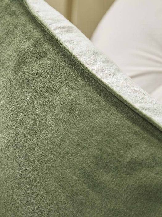 Velvet & Cotton Linen Large Square Cushion Cover - Moss Green