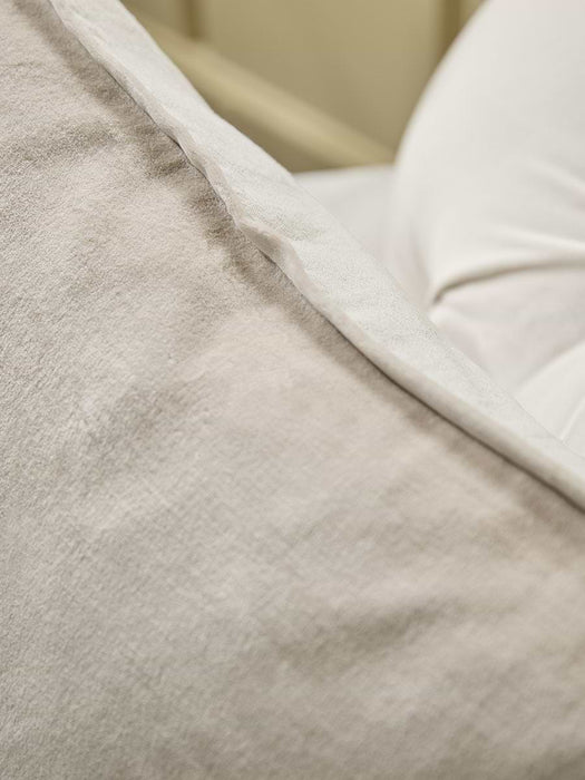 Velvet & Cotton Linen Large Square Cushion Cover - Putty