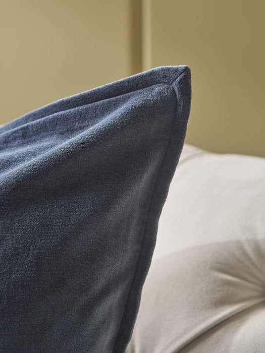 Velvet & Cotton Linen Large Square Cushion Cover - Steel Blue