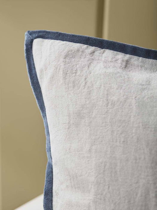 Velvet & Cotton Linen Large Square Cushion Cover - Steel Blue