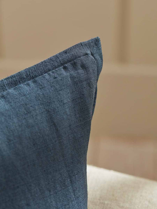 Cotton Linen Rectangular Cushion Cover - Steel Blue