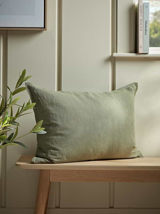 Cotton Linen Rectangular Cushion Cover - Fern Green