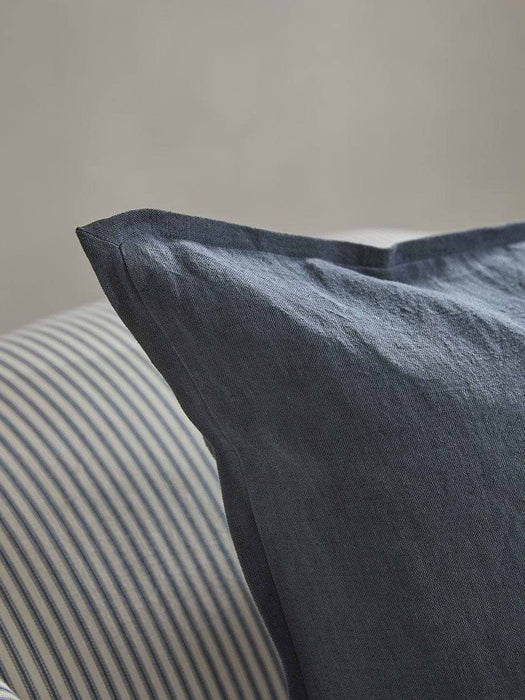 Cotton Linen Large Square Cushion Cover - Steel Blue