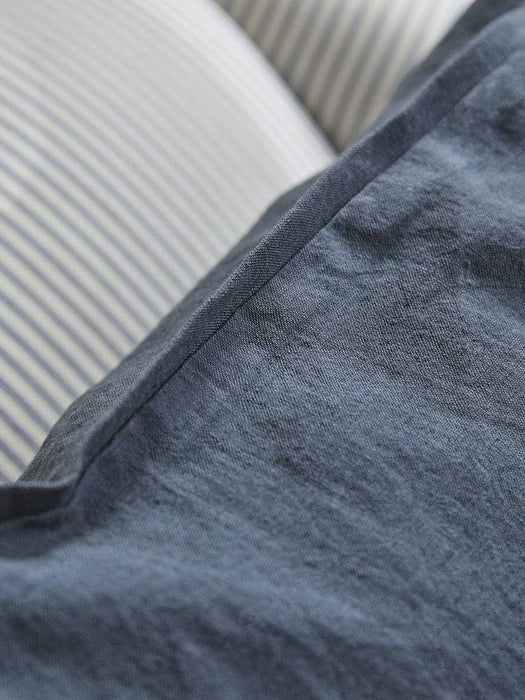 Cotton Linen Large Square Cushion Cover - Steel Blue