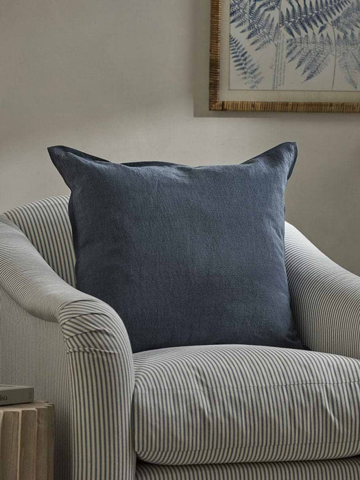 Cotton Linen Large Square Cushion Cover - Steel Blue
