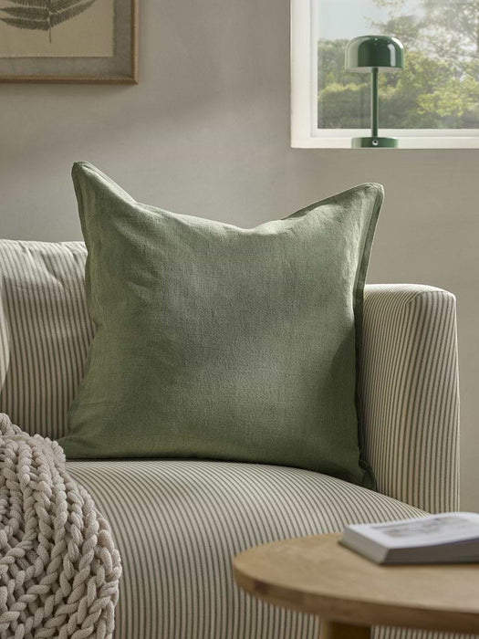 Cotton Linen Large Square Cushion Cover - Fern Green