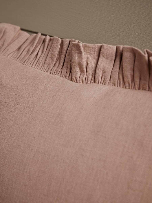 Ruffle Cotton Linen Square Cushion Cover - Vintage Rose
