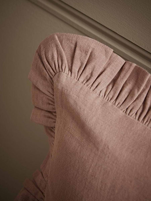 Ruffle Cotton Linen Square Cushion Cover - Vintage Rose