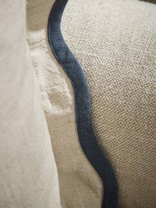 Scalloped Square Cushion Cover - Steel Blue