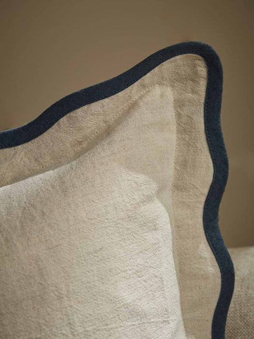 Scalloped Square Cushion Cover - Steel Blue