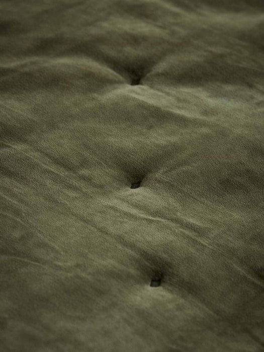 Reversible Velvet & Cotton Linen Kingsize Quilt - Moss Green
