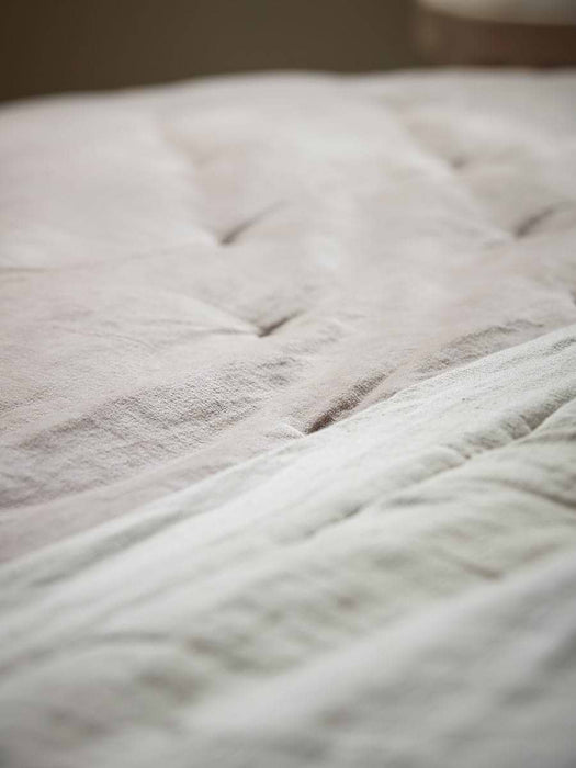 Reversible Velvet & Cotton Linen Kingsize Quilt - Putty