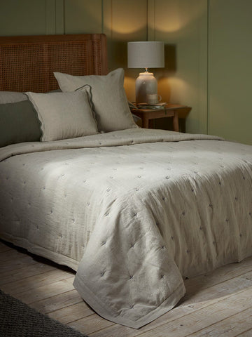 Cotton Linen Kingsize Quilt - Natural