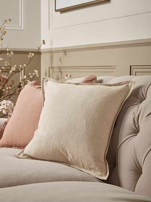 Cotton Linen Square Cushion Cover - Natural