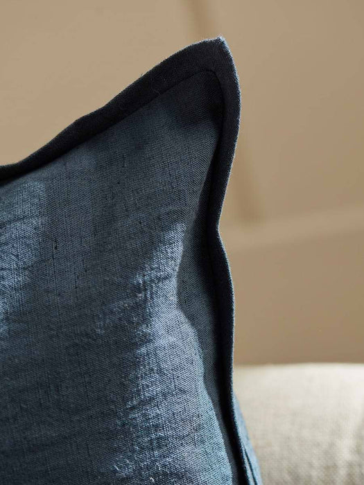 Cotton Linen Square Cushion Cover - Steel Blue