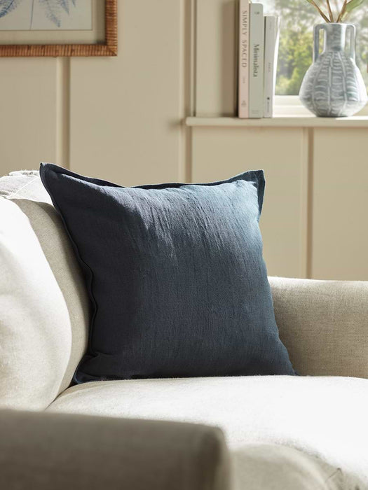 Cotton Linen Square Cushion Cover - Steel Blue