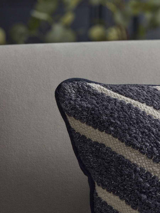 Textured Wide Stripe Cushion - Navy
