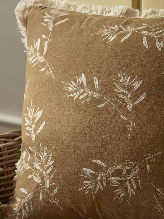 Olive Print Cushion - Ochre