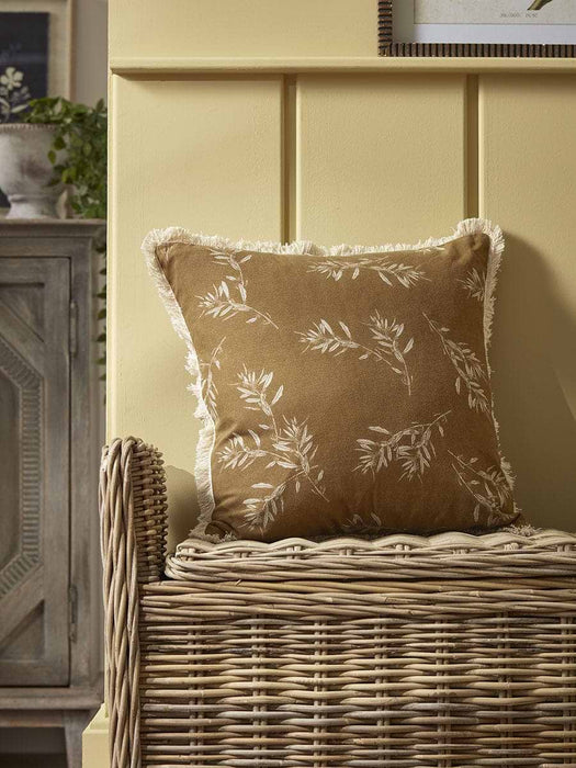 Olive Print Cushion - Ochre