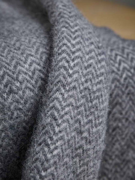 Soft Wool Chevron Throw - Charcoal