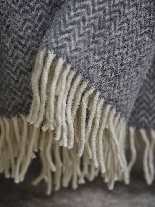Soft Wool Chevron Throw - Charcoal