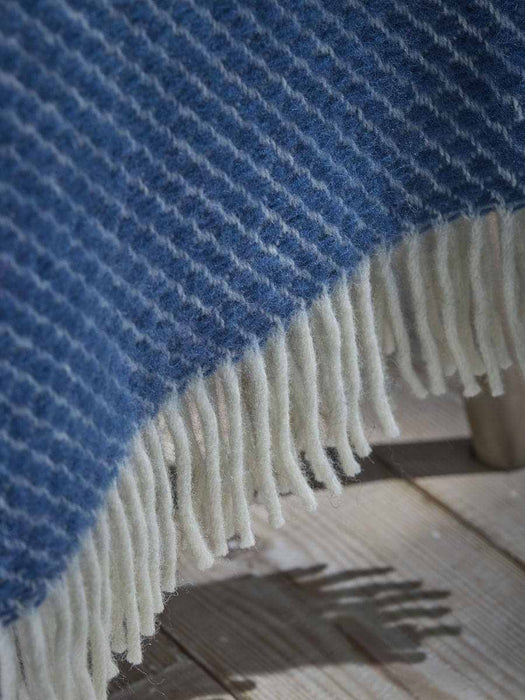 Soft Wool Lattice Throw- French Blue
