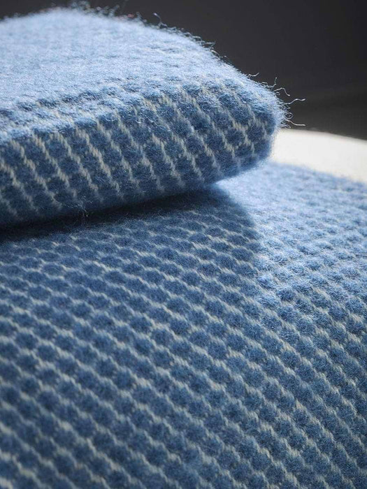 Soft Wool Lattice Throw- French Blue