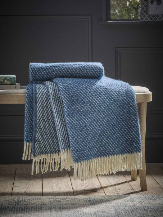 Soft Wool Lattice Throw French Blue