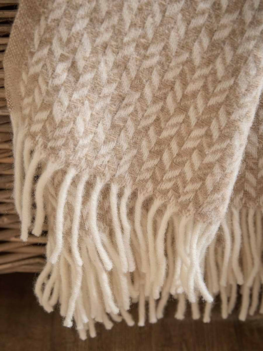 Soft Wool Diamond Throw - Barley