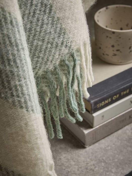 Luxe Stripe Wool Throw - Eucalyptus