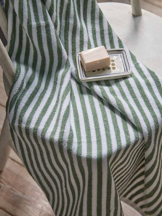 Cotton Striped Bath Towel - Eucalyptus