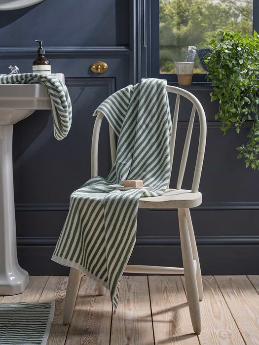 Cotton Striped Bath Towel - Eucalyptus