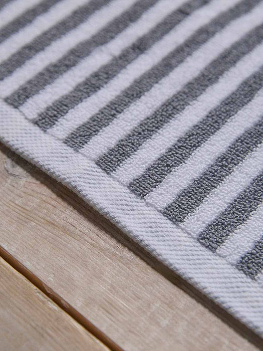 Cotton Striped Bath Mat - Cloud Grey