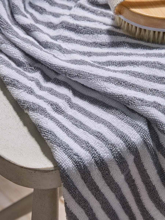 Cotton Striped Bath Towel - Cloud Grey