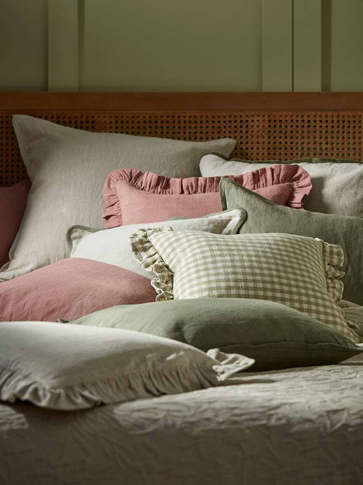 Velvet & Cotton Linen Large Square Cushion Cover - Moss Green