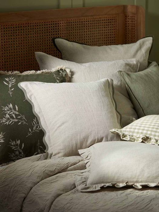 Velvet & Cotton Linen Rectangular Cushion Cover - Moss Green