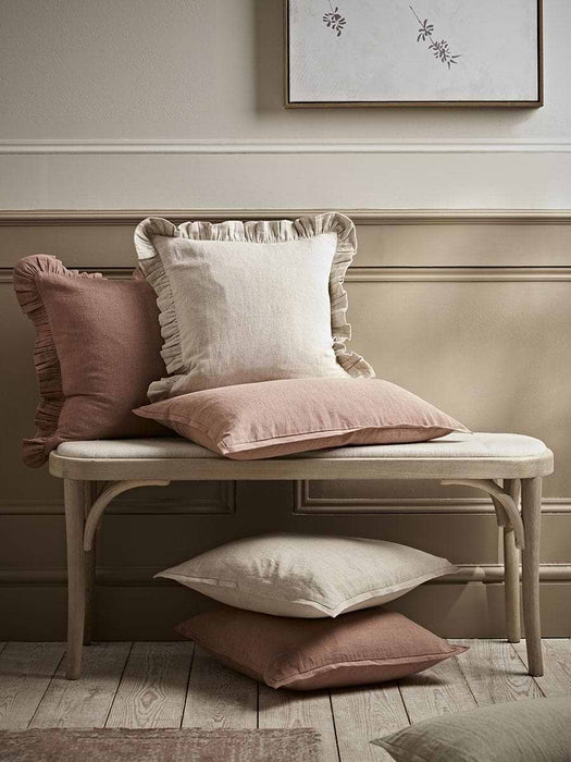 Ruffle Cotton Linen Square Cushion Cover - Vintage Rose