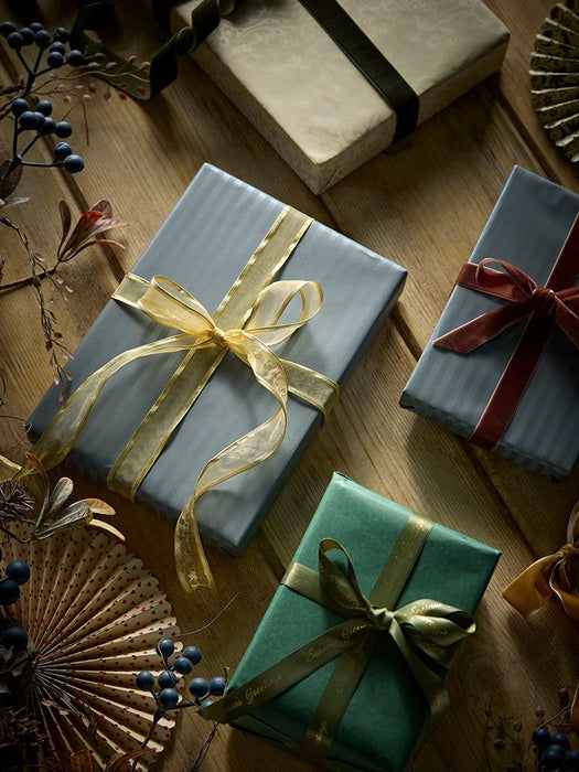 Pearlised Grey Deco Striped Wrapping Paper - 5m