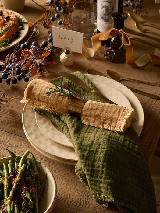 Four Waffle Napkins - Ochre