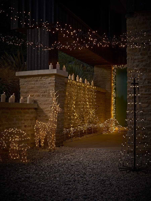 Blonde Faux Rattan Light Up Mushrooms