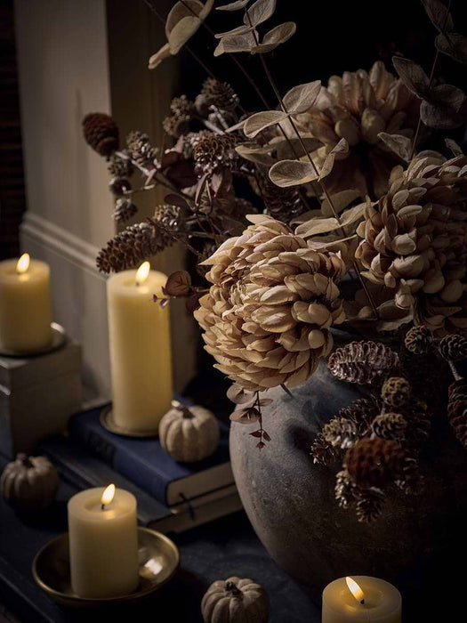 Three Sumptuous Faux Chrysanthemum Stems - Mocha